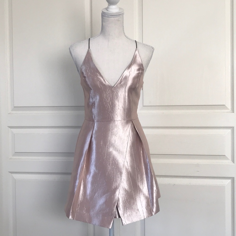 Topshop Metallic Blush Pink Dress Sz 4